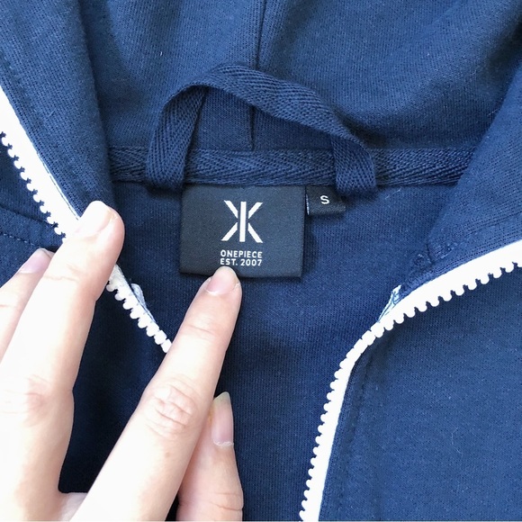 Onepiece • Racer Jumpsuit onesie navy white knit zip front loungewear unisex - Picture 5 of 16